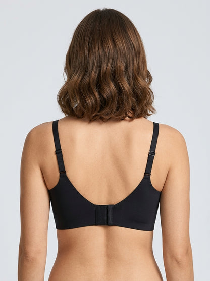 Black wireless comfort lift bra, back view — REF29 Black