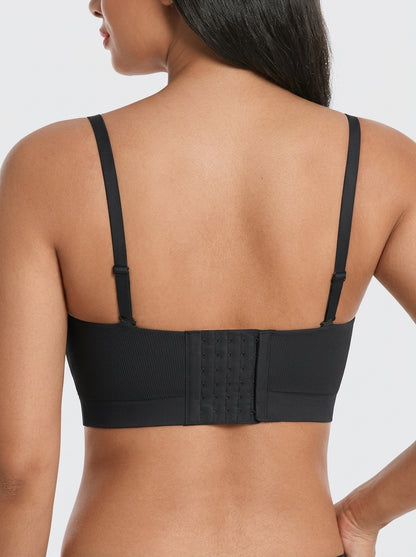 Black stay-put strapless bra, back view — REF33 Black