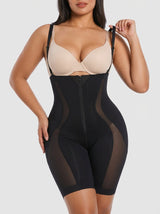 Black breathable high-waisted tummy smoothing short, front view — REF64 Black